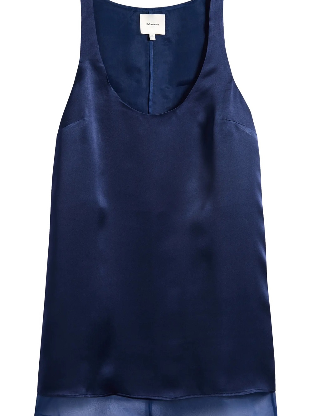 Reformation Navy Silk Slip Chemise
